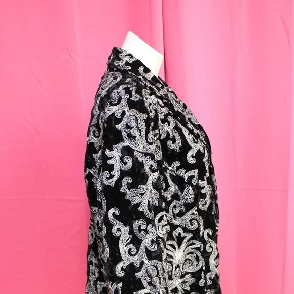 #557B Chico's Black & White Patterned Dress Jacket Size 3 (16) - Picture 2 of 10